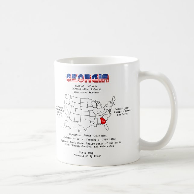 Georgia American state on a map and useful info Coffee Mug (Right)