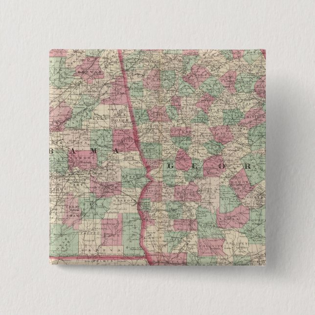 Georgia and Alabama 2 Inch Square Button (Front)