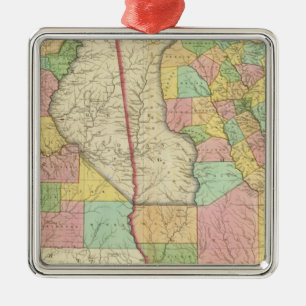 Georgia and Alabama 3 Metal Ornament