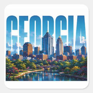 Georgia Atlanta Skyline Southern City Adventure Square Sticker