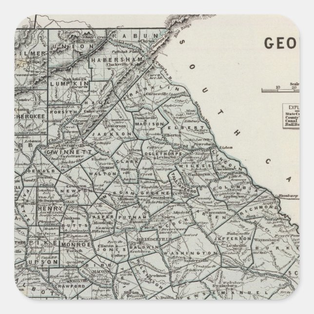 Georgia Atlas Map Square Sticker (Front)