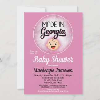 Georgia Baby Shower Funny Pink Girls Invitation
