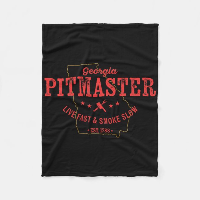 Georgia Bbq Pitmaster For Meat Smoking Barbecuing  Fleece Blanket (Front)