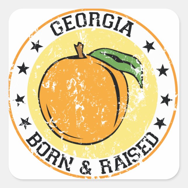 Georgia Born and Raised Square Sticker (Front)