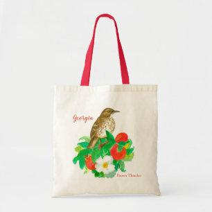 Georgia Brown Thrasher Cherokee Rose Tote Bag