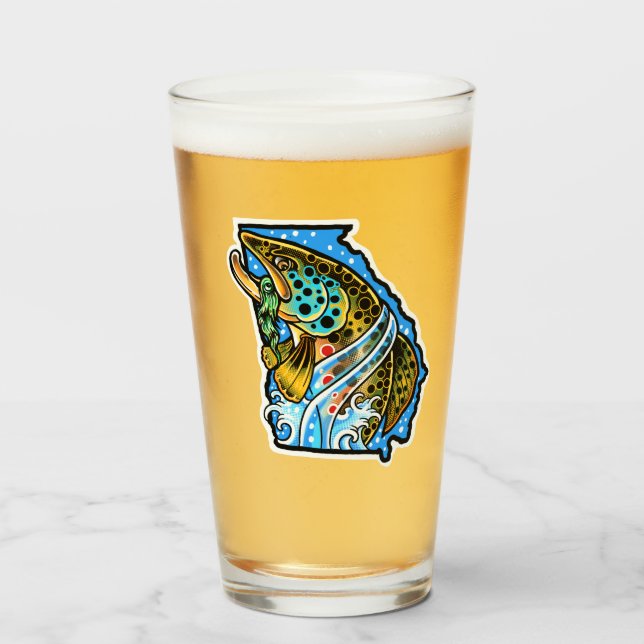 Georgia brown Trout Craft Beer Pint Glass (Front Filled)