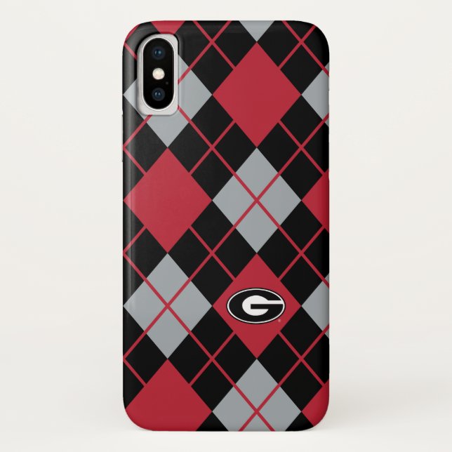 Georgia Bulldogs Logo | Argyle Pattern Case-Mate iPhone Case (Back)