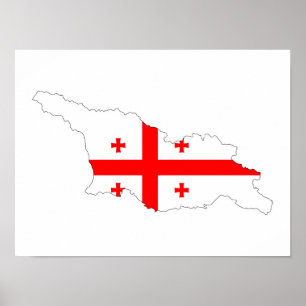 georgia country flag map shape symbol poster