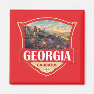 Georgia Country Illustration Retro Badge Magnet