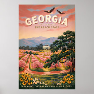 Georgia Country Illustration Travel Art Vintage Poster