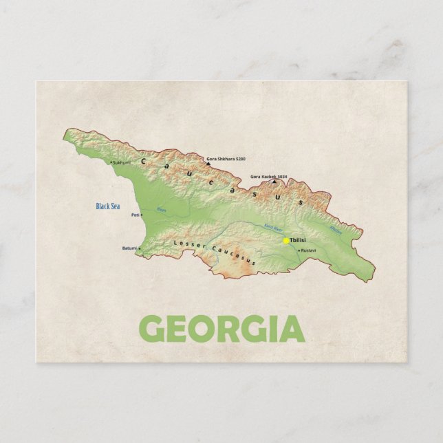 Georgia country map postscard postcard (Front)
