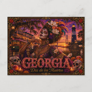 Georgia Día de los Muertos Retro Postcard