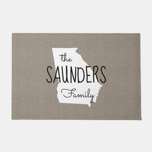 Georgia Family Monogram State Doormat (Front)