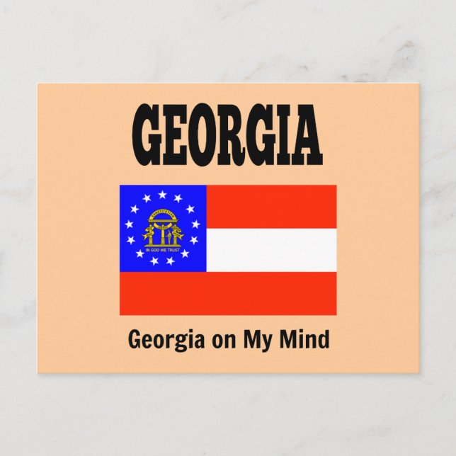 Georgia flag and slogan postcard (Front)