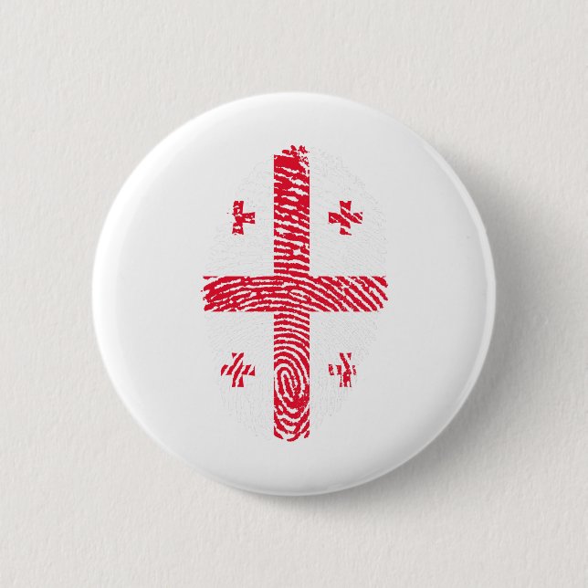 Georgia Flag Fingerprint Country Pride 2 Inch Round Button (Front)