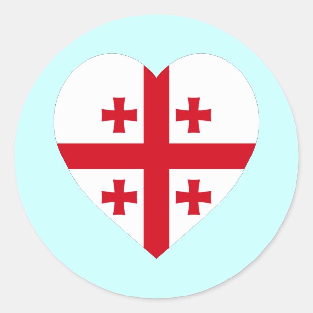 Georgia Flag Heart Classic Round Sticker (Front)