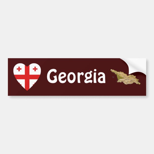 Georgia Flag Heart + Map Bumper Sticker (Front)