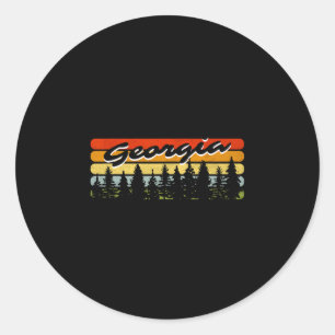 Georgia Forest Sunset Trees Cabin Theme Souvenir Classic Round Sticker