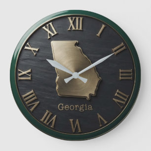 Georgia Gold State Map Large Clock