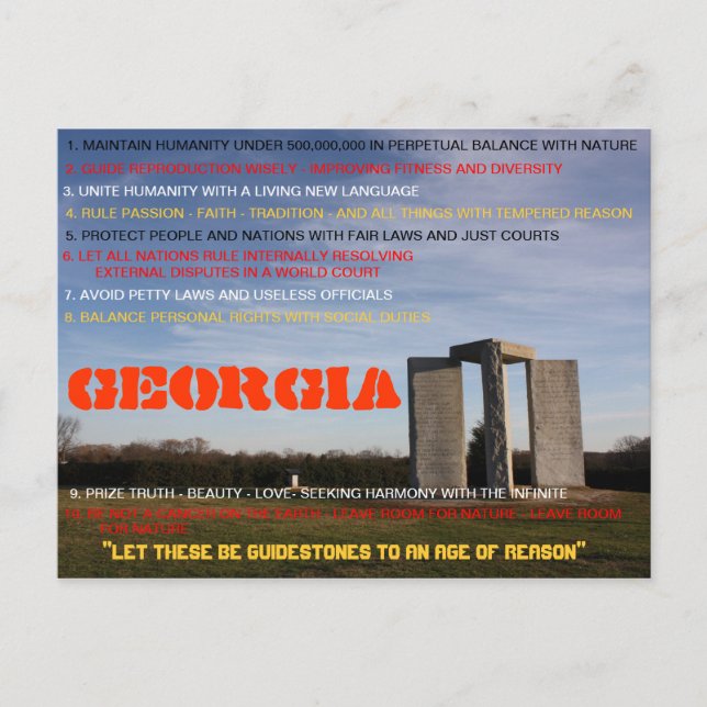 Georgia Guidestones carte postale (Devant)