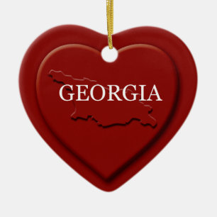 Georgia Heart Map Christmas Ornament