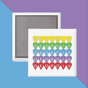 Georgia Hearts Rainbow Pattern Magnet
