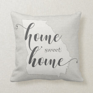 Georgia - Home Sweet Home burlap-look Throw Pillow