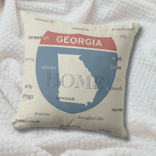 Georgia Home Throw Pillow with Cities – Custom