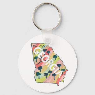 Georgia Illustrated Map Keychain
