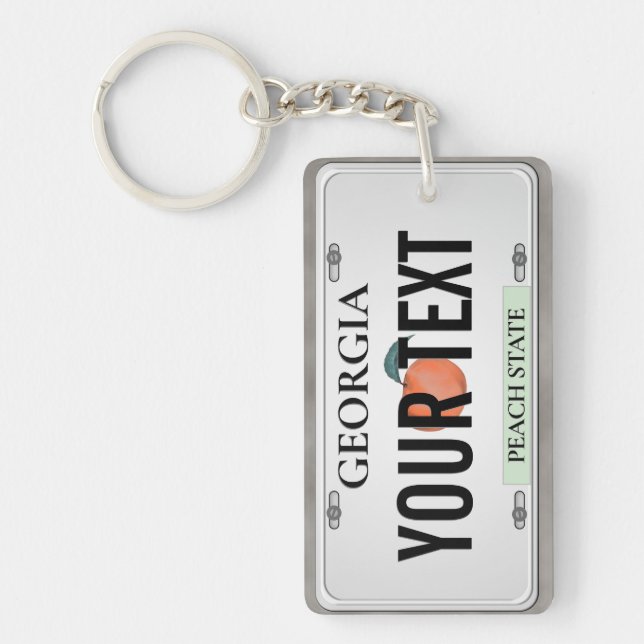 Georgia License Plate w/your Text  Keychain (Front)