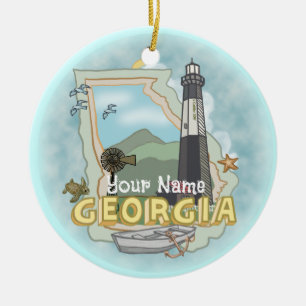Georgia Lighthouse Ceramic Ornament