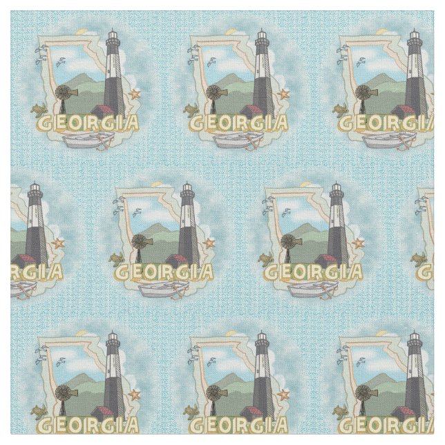 Georgia Lighthouse Fabric (Close Up)