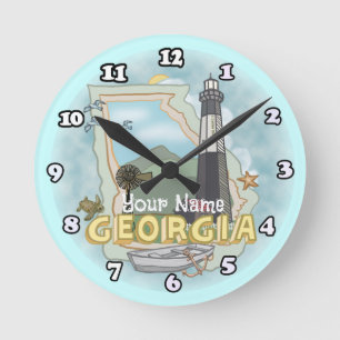 Georgia Lighthouse Round Clock