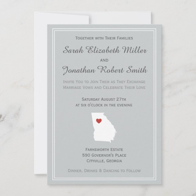 Georgia Love - Customizable Wedding Invitation (Front)