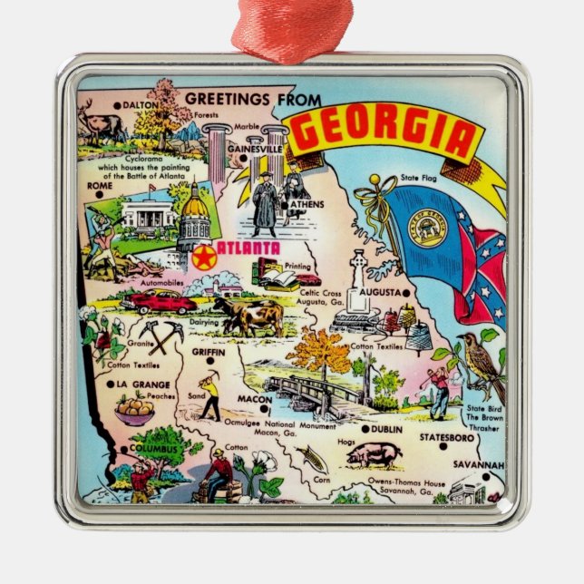 Georgia Map Metal Ornament (Front)