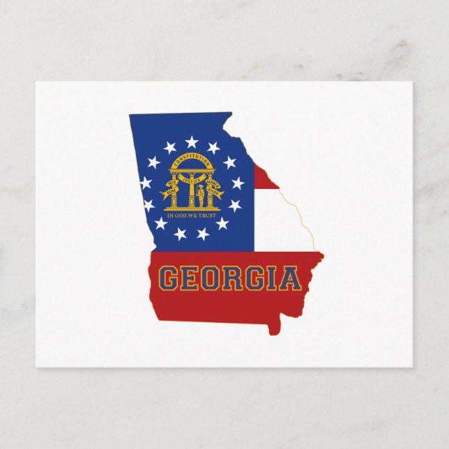 Georgia Map Shaped State Flag with Name Postcard (Front)