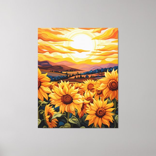 Georgia O Keefe style sunflowers at sunrise Canvas Print (Front)