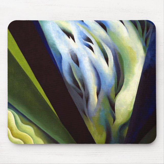 Georgia O Keeffe Blue and Green Music Mouse Pad (Front)