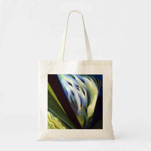 Georgia O Keeffe Blue and Green Music Tote Bag (Front)