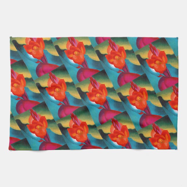 Georgia O'Keefe 1919 Red Canna Kitchen Towel (Horizontal)