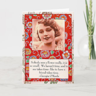 Georgia O'Keefe Friendship Quote Red Card