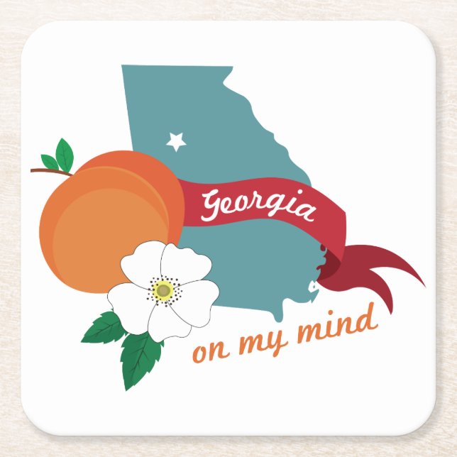 Georgia On My Mind Square Paper Coaster (Front)