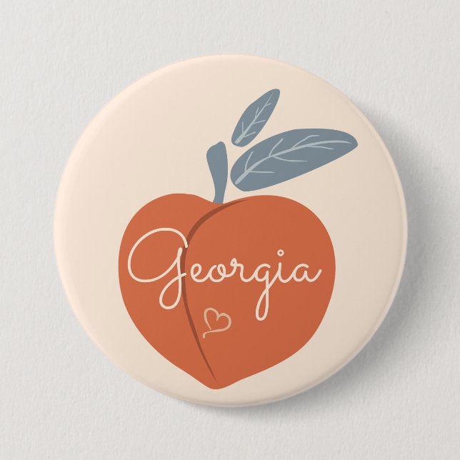 Georgia Peach 3 Inch Round Button (Front)