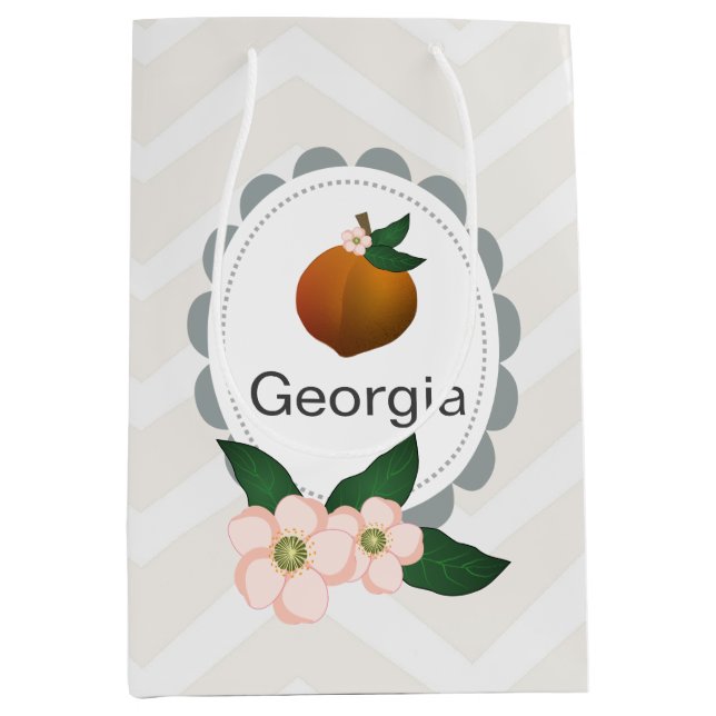 Georgia Peach fruit art design. Medium Gift Bag (Front)
