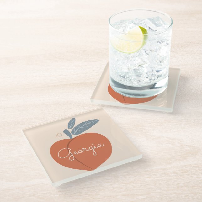 Georgia Peach Glass Coaster (Angled)