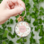 Georgia Peach Heart Fruit Floral Pink Circle Keychain<br><div class="desc">Pink Circle Georgia Peach Heart Fruit Floral</div>