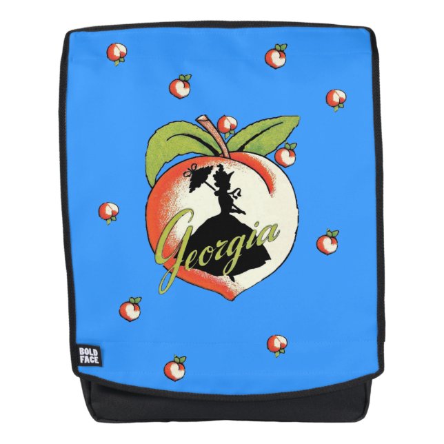 Georgia Peach Southern Lady Hoop Skirt Silhouette Backpack (Front)