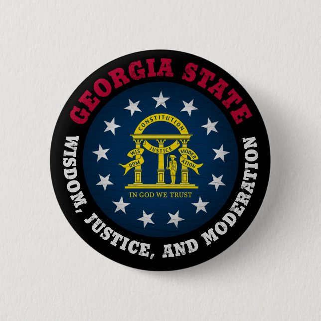 GEORGIA PEACH STATE FLAG 2 INCH ROUND BUTTON (Front)