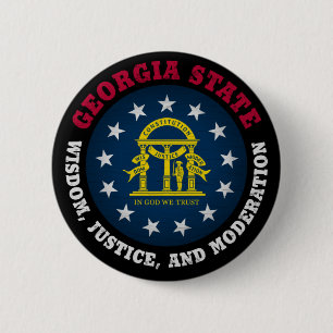 GEORGIA PEACH STATE FLAG 2 INCH ROUND BUTTON