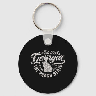 Georgia Peach State Map Est 1788 Ga Southern Usa Keychain